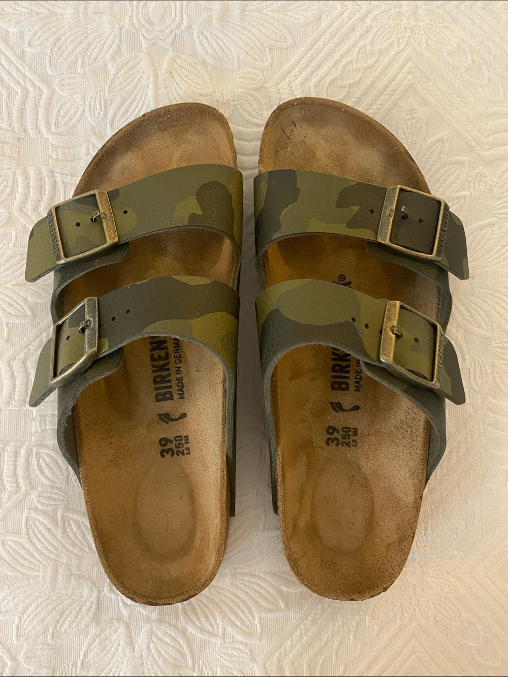 Birkenstock Arizona Camo Two-Strap Sandals - Green and Brown